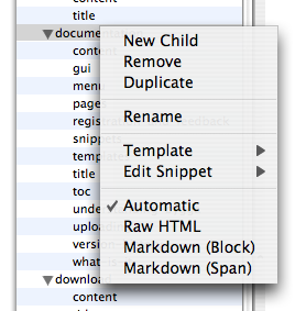 Project context menu